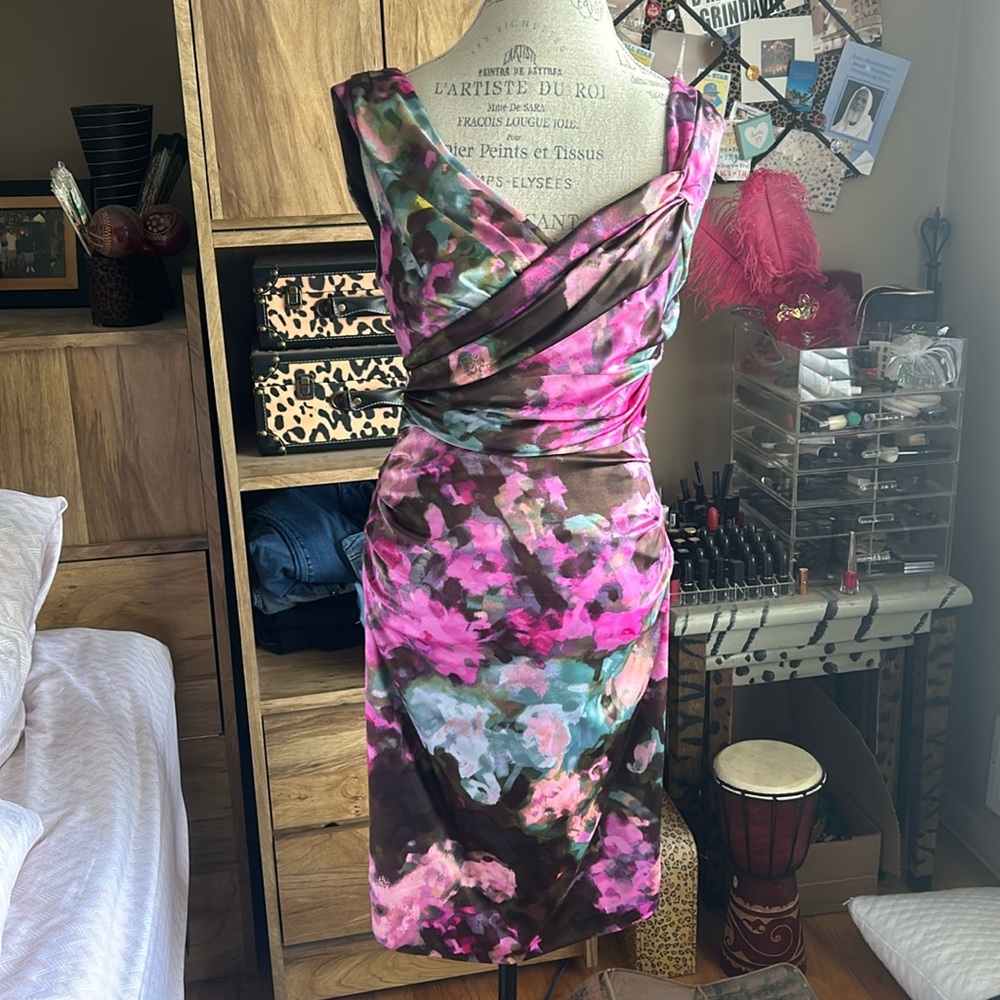 Suzy Chin for Maggy Boutique Watercolor Floral Stretch Dress - 6